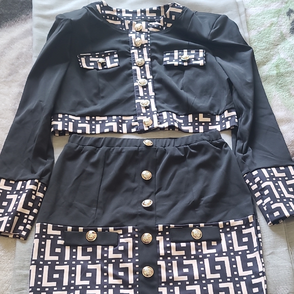 Chic Black and White Skirt Set New/No Tag Size Medium